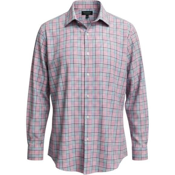 Banana Republic Other - Banana Republic Mens Non-Iron Preppy Plaid‎ Button Down Shirt Pink Blue